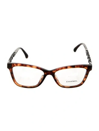Pre-owned Chanel Interlocking Cc Logo Square Eyeglasses In Brown
