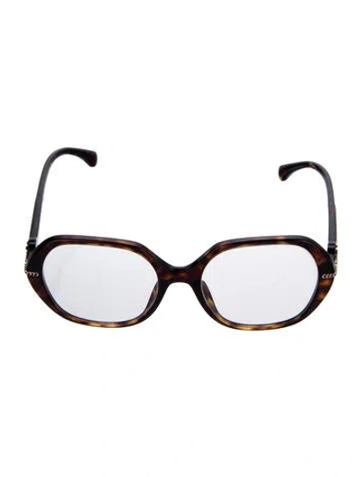 Pre-owned Chanel Interlocking Cc Logo Square Eyeglasses In Brown
