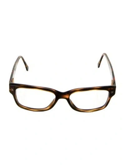 Pre-owned Chanel Interlocking Cc Logo Square Eyeglasses In Brown