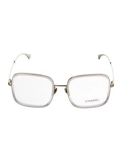 Pre-owned Chanel Interlocking Cc Logo Square Eyeglasses In Gold
