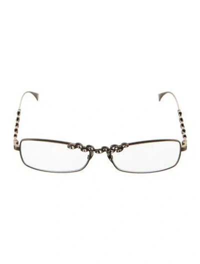 Pre-owned Chanel Interlocking Cc Logo Square Eyeglasses In Gold