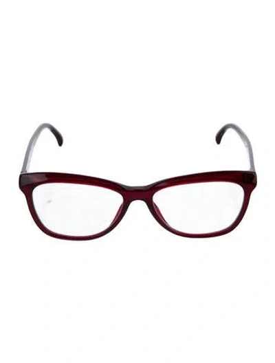 Pre-owned Chanel Interlocking Cc Logo Square Eyeglasses In Red