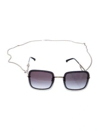 Pre-owned Chanel Interlocking Cc Logo Square Sunglasses In Black