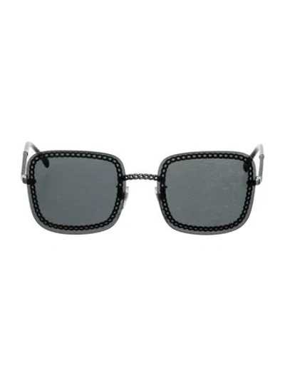 Pre-owned Chanel Interlocking Cc Logo Square Sunglasses In Black