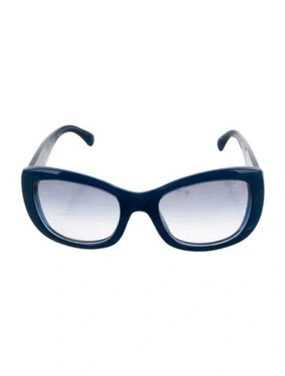 Pre-owned Chanel Interlocking Cc Logo Square Sunglasses In Blue