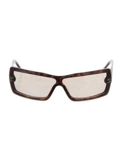 Pre-owned Chanel Interlocking Cc Logo Square Sunglasses In Brown