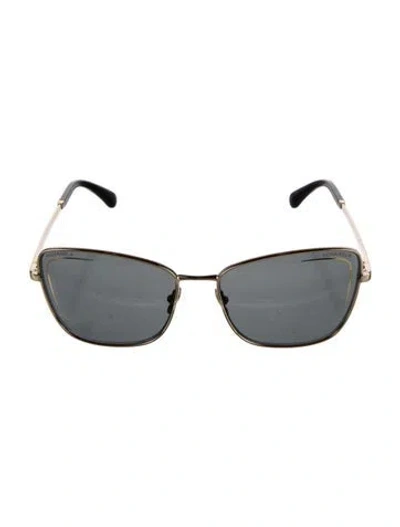 Pre-owned Chanel Interlocking Cc Logo Square Sunglasses In Gold