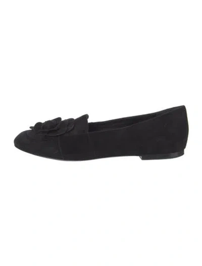Pre-owned Chanel Interlocking Cc Logo Suede Ballet Flats In Black