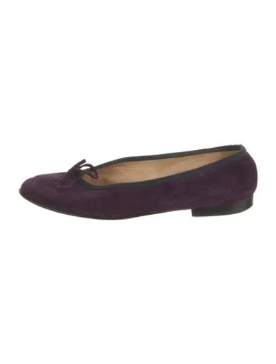 Pre-owned Chanel Interlocking Cc Logo Suede Ballet Flats In Purple