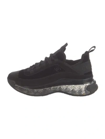 Pre-owned Chanel Interlocking Cc Logo Suede Chunky Sneakers In Black