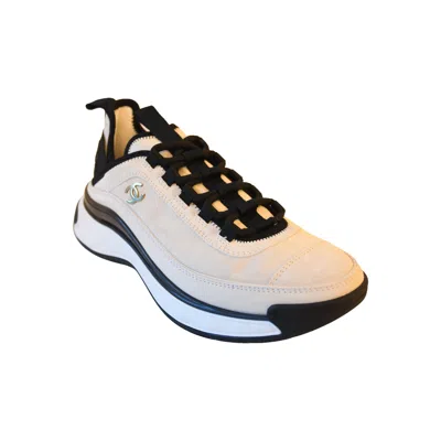 Pre-owned Chanel Interlocking Cc Logo Suede Chunky Sneakers Light Beige