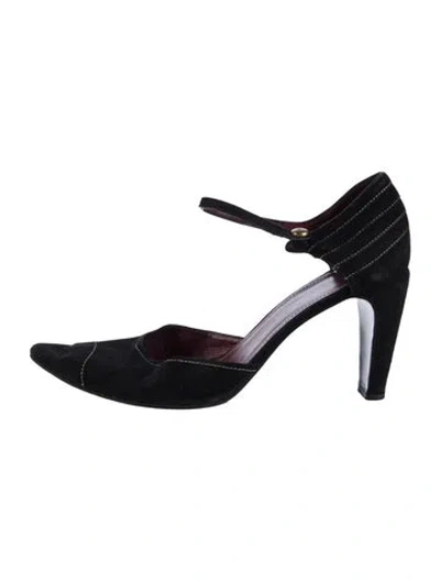Pre-owned Chanel Interlocking Cc Logo Suede D'orsay Pumps In Black