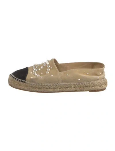 Pre-owned Chanel Interlocking Cc Logo Suede Espadrilles
