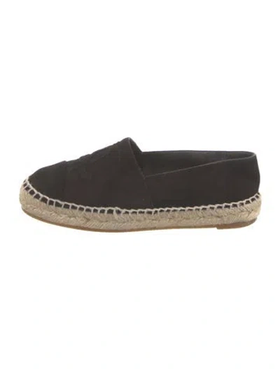 Pre-owned Chanel Interlocking Cc Logo Suede Espadrilles In Black