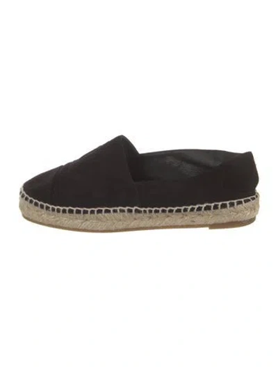 Pre-owned Chanel Interlocking Cc Logo Suede Espadrilles In Black