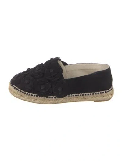 Pre-owned Chanel Interlocking Cc Logo Suede Espadrilles In Black