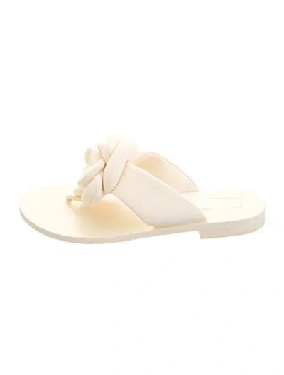 Pre-owned Chanel Interlocking Cc Logo Suede Flip Flops In Neutrals