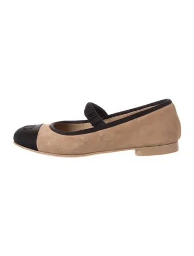 Pre-owned Chanel Interlocking Cc Logo Suede Mary Jane Flats