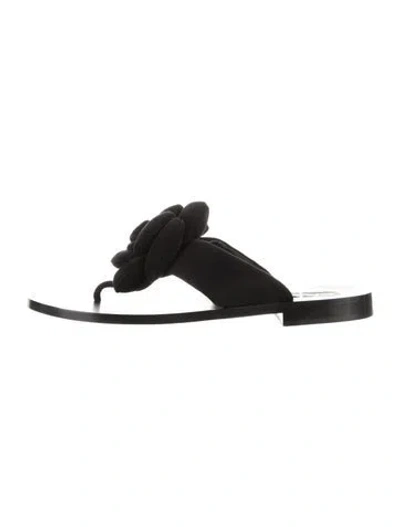 Pre-owned Chanel Interlocking Cc Logo Suede Slides In Black