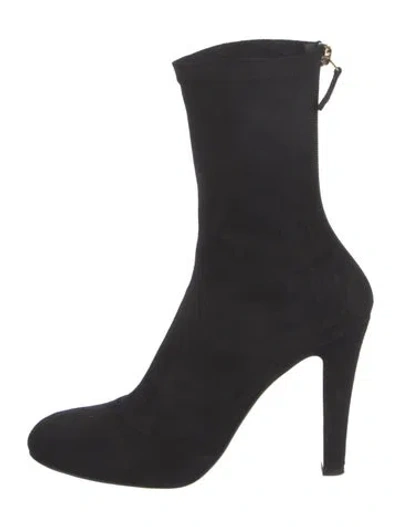 Pre-owned Chanel Interlocking Cc Logo Suede Sock Boots In Black