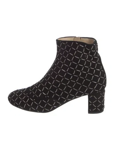 Pre-owned Chanel Interlocking Cc Logo Suede Sock Boots In Black