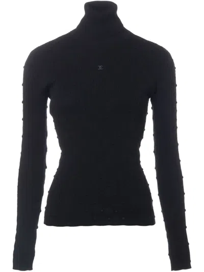 Pre-owned Chanel Interlocking Cc-logo Sweater In Black