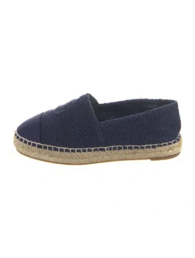 Pre-owned Chanel Interlocking Cc Logo Terry Cloth Espadrilles In Blue