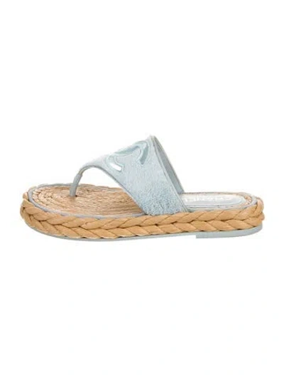 Pre-owned Chanel Interlocking Cc Logo Terry Cloth Espadrilles In Blue