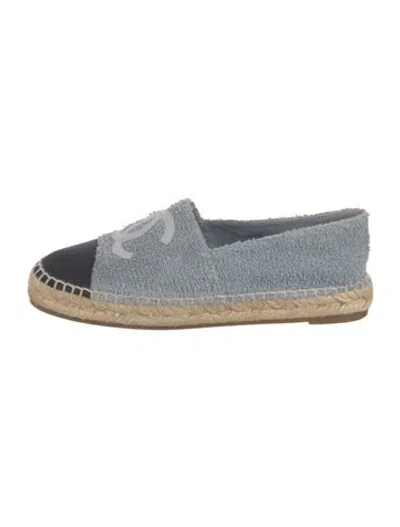 Pre-owned Chanel Interlocking Cc Logo Terry Cloth Espadrilles In Blue