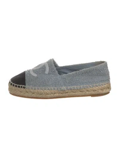 Pre-owned Chanel Interlocking Cc Logo Terry Cloth Espadrilles In Blue