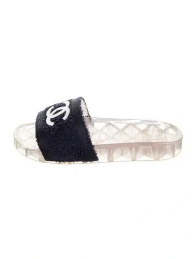 Pre-owned Chanel Interlocking Cc Logo Terry Cloth Slides In Multi