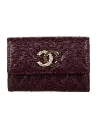 Pre-owned Chanel Interlocking Cc Logo Trifold Wallet In Burgundy