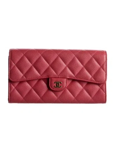 Pre-owned Chanel Interlocking Cc Logo Trifold Wallet In Pink