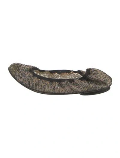 Pre-owned Chanel Interlocking Cc Logo Tweed Ballet Flats In Black