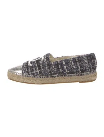 Pre-owned Chanel Interlocking Cc Logo Tweed Espadrilles