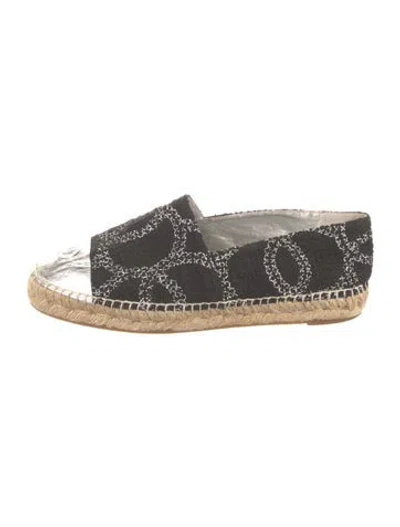Pre-owned Chanel Interlocking Cc Logo Tweed Espadrilles In Multi