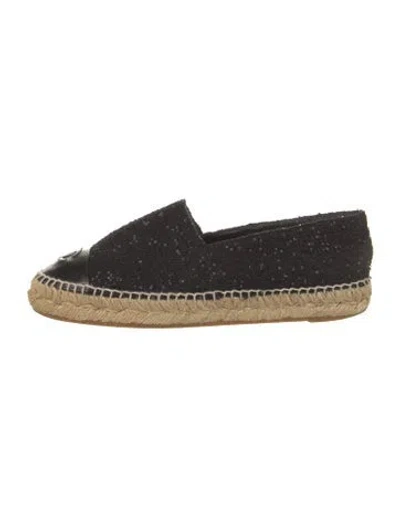 Pre-owned Chanel Interlocking Cc Logo Tweed Espadrilles In Multi