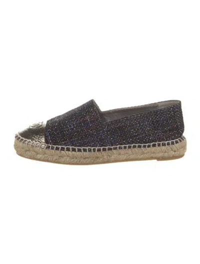 Pre-owned Chanel Interlocking Cc Logo Tweed Espadrilles In Multi