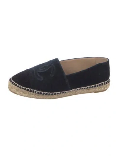 Pre-owned Chanel Interlocking Cc Logo Velvet Espadrilles
