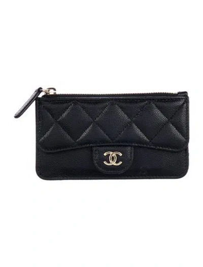 Pre-owned Chanel Interlocking Cc Logo Wallet In Black