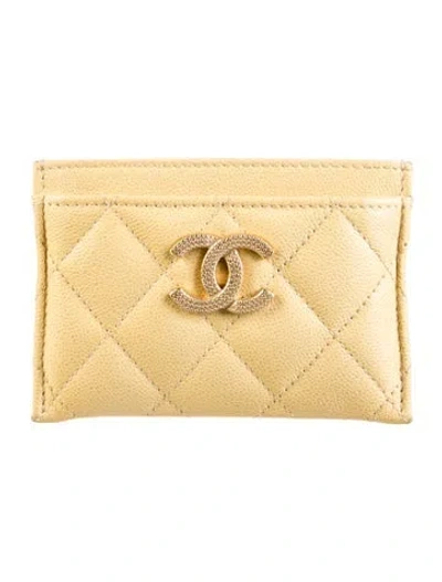Pre-owned Chanel Interlocking Cc Logo Wallet In Yellow