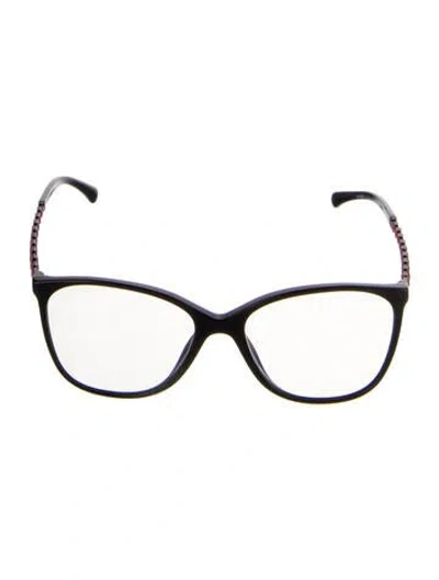 Pre-owned Chanel Interlocking Cc Logo Wayfarer Eyeglasses In Black