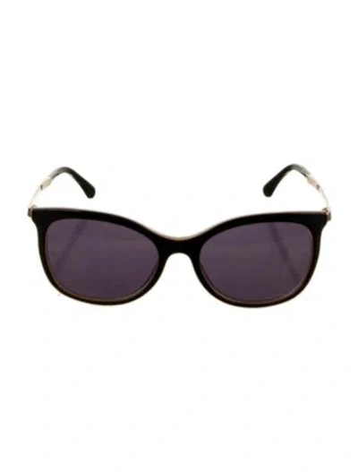 Pre-owned Chanel Interlocking Cc Logo Wayfarer Eyeglasses In Black