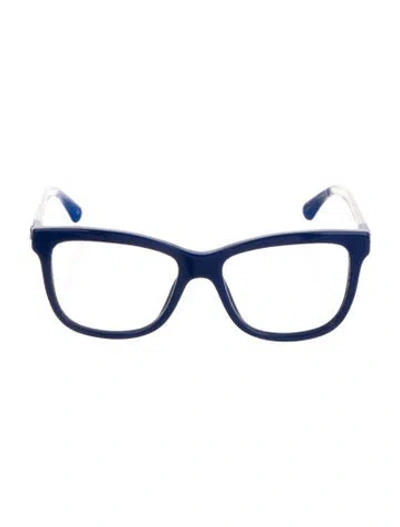 Pre-owned Chanel Interlocking Cc Logo Wayfarer Eyeglasses In Blue
