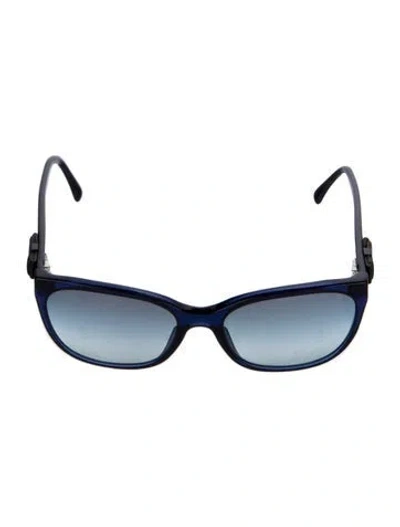 Pre-owned Chanel Interlocking Cc Logo Wayfarer Eyeglasses In Blue