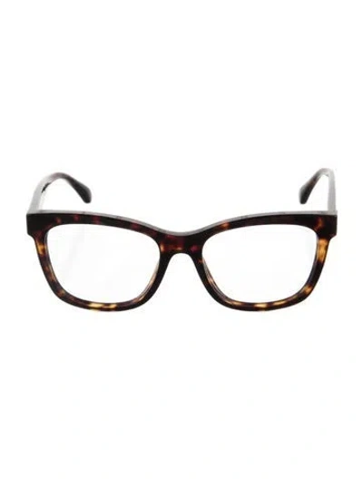 Pre-owned Chanel Interlocking Cc Logo Wayfarer Eyeglasses In Brown
