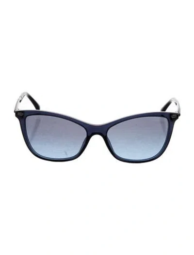 Pre-owned Chanel Interlocking Cc Logo Wayfarer Sunglasses In Blue