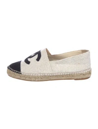 Pre-owned Chanel Interlocking Cc Logo Whipstitch Trim Espadrilles