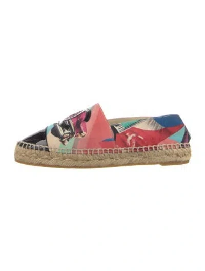 Pre-owned Chanel Interlocking Cc Logo Whipstitch Trim Espadrilles In Pink