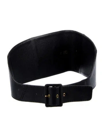 Pre-owned Chanel Interlocking Cc Logo Wide Belt In Black
